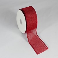 Scrim Hessian Wired Ribbon 60mm - Red