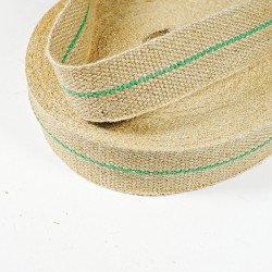 Hessian Webbing Green Stripe 12lb Canvas - 2 Inch