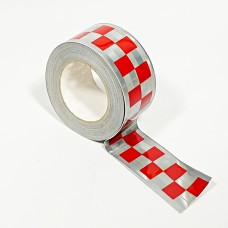 Chequered Reflective Tape Sew  on 50mm - Red